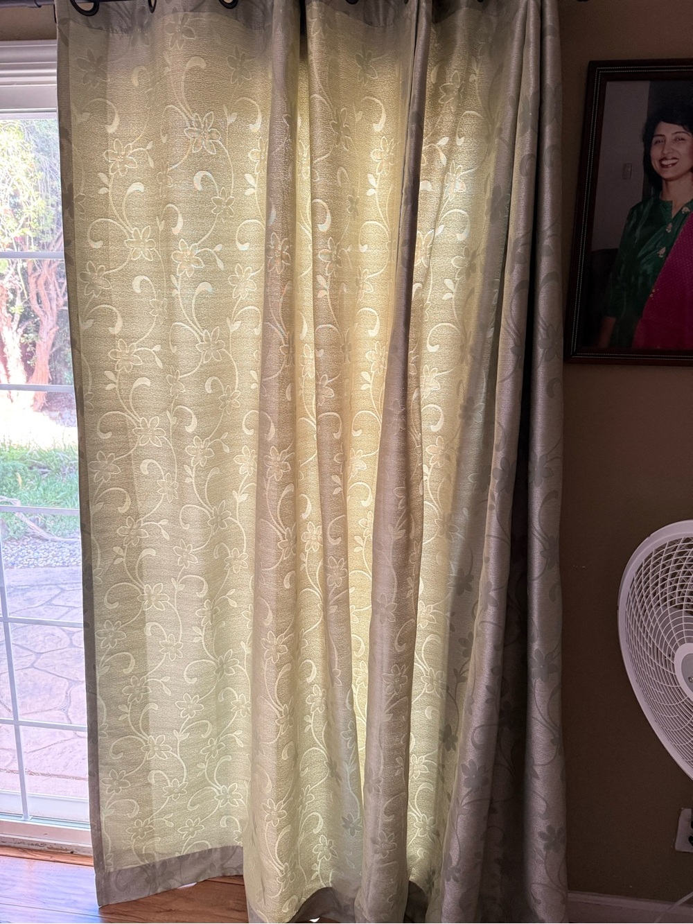 Light green Floral Pattern Curtain Panels - Set of  2